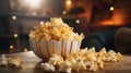 Delicious Buttered Popcorn on a Plate AI Generated