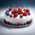 Delicious cake with fruits - ai generated image