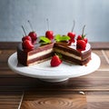 Delicious cake with fruits - ai generated image