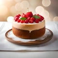 Delicious cake with fruits - ai generated image