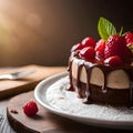 Delicious cake with fruits - ai generated image