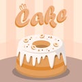 Delicious Cake with Nuts Flat Social media Banner