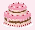 Delicious cake vector set on pink background