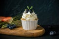 Delicious cakes with cream and berries Royalty Free Stock Photo