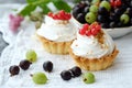 Delicious cakes with cream and berries Royalty Free Stock Photo