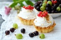 Delicious cakes with cream and berries Royalty Free Stock Photo