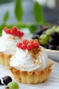 Delicious cakes with cream and berries Royalty Free Stock Photo