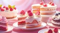 Delicious Cakes with Strawberries and Whipped Cream Royalty Free Stock Photo