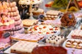 Delicious candy bar with cakes, cake pops, coucakes and other sweets