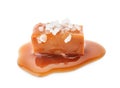 Delicious candy with caramel sauce and salt