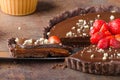 Delicious caramel chocolate tart Royalty Free Stock Photo