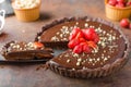 Delicious caramel chocolate tart Royalty Free Stock Photo