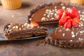Delicious caramel chocolate tart Royalty Free Stock Photo