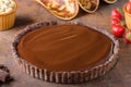 Delicious caramel chocolate tart Royalty Free Stock Photo