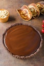 Delicious caramel chocolate tart Royalty Free Stock Photo