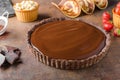 Delicious caramel chocolate tart Royalty Free Stock Photo