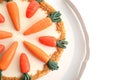 Delicious carrot cake isolated on white, top view Royalty Free Stock Photo