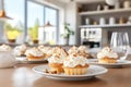 Delicious carrot cake muffins easy homemade dessert concept with copy space in kitchen