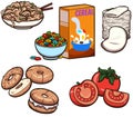 Food Groceries. Vector clip art illustration with simple gradients.