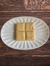 Cashew papdi delicious sweet made of pure cashew and ghee ready to be served in a plate