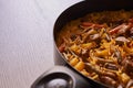 Delicious casserole noodles with pieces of beef and vegetables