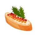 Delicious caviar on bread. Seafood product of red fish and sturgeon or fish from the salmon family. Gourmet food close