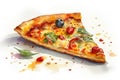 Delicious Cheese-Filled Italian Pizza Watercolor Illustration on White Background. Perfect for Menus and Food Blogs.