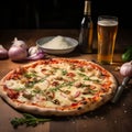 Delicious Cheese Pizza With Peppers And Berliner Weisse