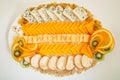 Delicious cheese platter with various cheeses. Catering