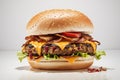 Delicious Cheeseburger with bacon white background