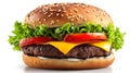 Delicious cheeseburger with fresh ingredients isolated on white plate Royalty Free Stock Photo