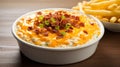 Delicious Cheesy Bacon Dip With Fries - Uhd Image