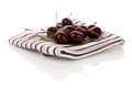 Delicious cherries on cloth. Royalty Free Stock Photo