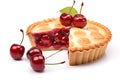 Delicious Cherry Pie Slice with Fresh Berries Royalty Free Stock Photo