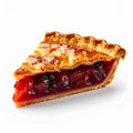 Delicious Cherry Pie Slice Golden Crust on White Background Royalty Free Stock Photo