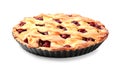 Delicious cherry pie on white background Royalty Free Stock Photo