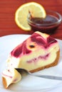 Delicious chessecake with raspberry cream