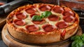 Delicious Chicago deep dish pizza with layers of cheese and pepperoni Royalty Free Stock Photo