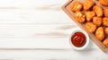 Delicious Chicken Nuggets and BBQ Sauce Food Combination Horizontal Background.