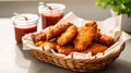 Delicious Chicken Nuggets and BBQ Sauce Food Combination Horizontal Illustration.