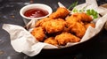 Delicious Chicken Nuggets and BBQ Sauce Food Combination Horizontal Illustration.