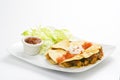 Delicious chicken quesadilla and fresh vegetables