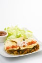 Delicious chicken quesadilla and fresh vegetables Royalty Free Stock Photo