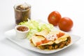 Delicious chicken quesadilla and fresh vegetables Royalty Free Stock Photo
