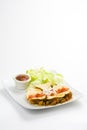 Delicious chicken quesadilla and fresh vegetables Royalty Free Stock Photo
