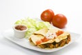 Delicious chicken quesadilla and fresh vegetables