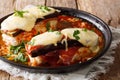 Delicious chicken Sorrentino breast with aubergines, ham, cheese