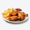 Delicious Chicken Wings With Crispy French Fries - Perfect Combo
