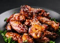 Delicious chicken wings with special marinade and sesame Royalty Free Stock Photo