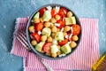 Delicious chickpea salad with cherry tomato, avocado and cucumber